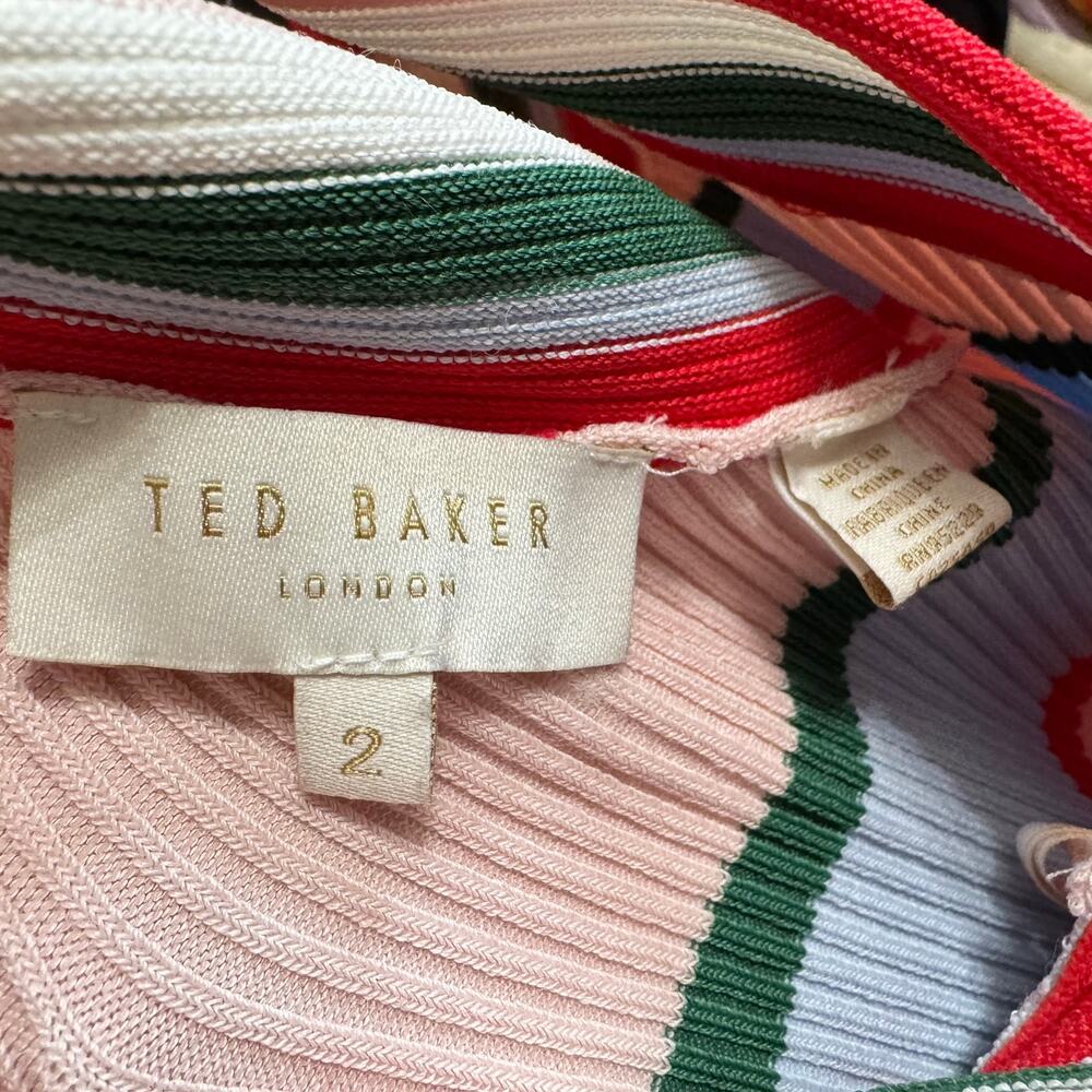 Ted Baker Lyndiaa Striped Bodycon Midi Dress Stretch Vacation Beach Women's 4 - Picture 12 of 12